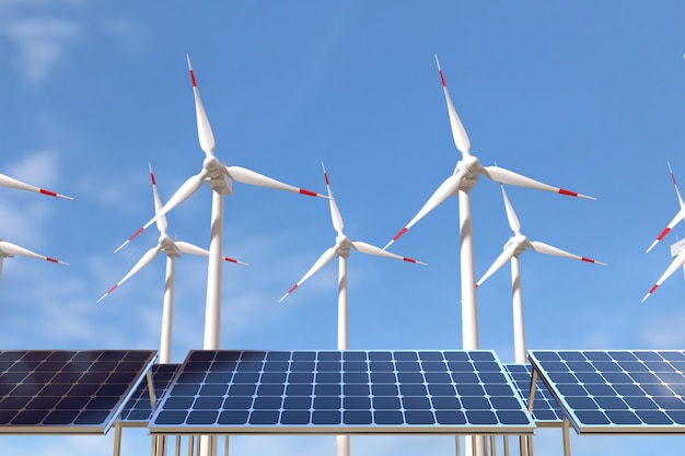 instalación de paneles solares y molinos de viento